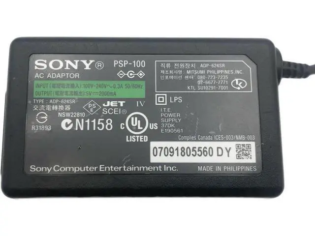 Alt view image 3 of 4 - OEM So-ny PSP-100 AC Adapter Power Suppy ADP-624SR 5V 2000mA W/P.Cord