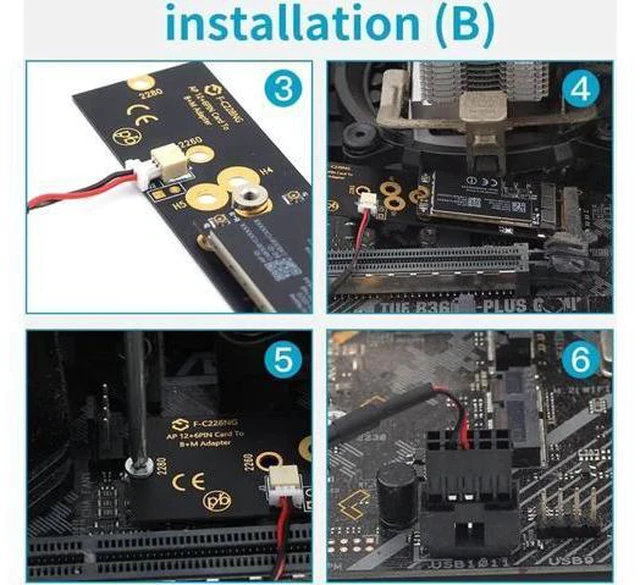 Alt view image 6 of 7 - Wireless BCM94360CS2 PCIE BT2 12+6 Pin Bluetooth WiFi Card Module to M.2 NGFF Key B+M Adapter for Mac OS