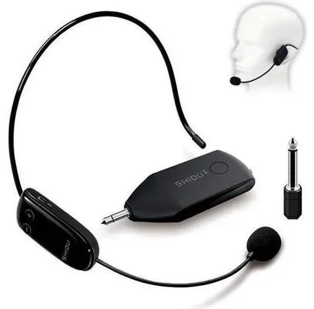 Main image of Wireless Microphone Headset UHF External Mic Rechargeable Transmitter with Receiver Headset and Handheld 2 in 1 for Voice Amplifier Pa system Stage Speaker Mixer