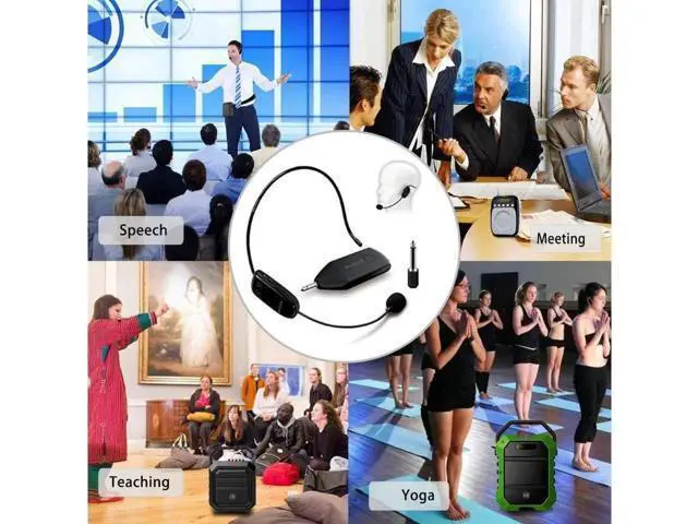 Alt view image 3 of 6 - Wireless Microphone Headset UHF External Mic Rechargeable Transmitter with Receiver Headset and Handheld 2 in 1 for Voice Amplifier Pa system Stage Speaker Mixer