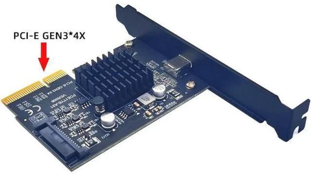 Alt view image 4 of 6 - USB 3.2 GEN2*2 20Gbps PCIE Card PCI Express 3.0 X4 to TYPE C Expansion Adapter PCI-E USB C Riser SATA Power 1 Port TYPE-C for PC
