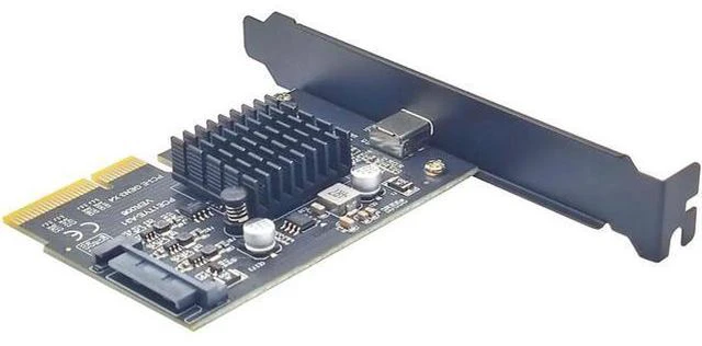 Alt view image 5 of 6 - USB 3.2 GEN2*2 20Gbps PCIE Card PCI Express 3.0 X4 to TYPE C Expansion Adapter PCI-E USB C Riser SATA Power 1 Port TYPE-C for PC