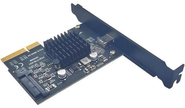 Alt view image 6 of 6 - USB 3.2 GEN2*2 20Gbps PCIE Card PCI Express 3.0 X4 to TYPE C Expansion Adapter PCI-E USB C Riser SATA Power 1 Port TYPE-C for PC