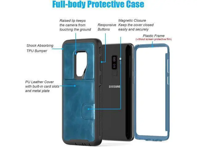Alt view image 5 of 6 - Galaxy S9 Plus Wallet Case Samsung S9 Plus Wallet Case with Card Holder Slots Shockproof Protective Case for Samsung Galaxy S9 Plus 6.2 inch (2018) Blue