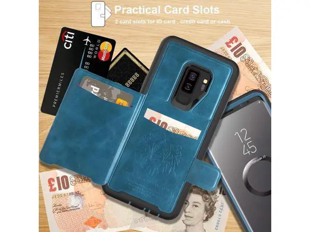 Alt view image 6 of 6 - Galaxy S9 Plus Wallet Case Samsung S9 Plus Wallet Case with Card Holder Slots Shockproof Protective Case for Samsung Galaxy S9 Plus 6.2 inch (2018) Blue