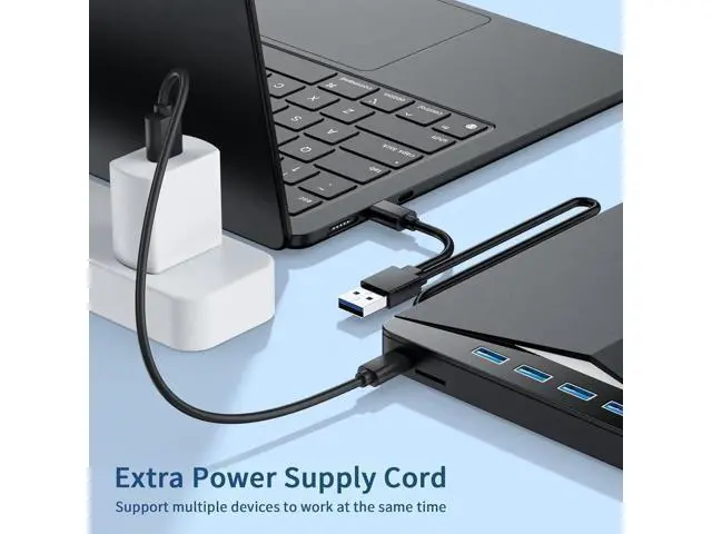 Alt view image 6 of 7 - External CD/DVD Drive for Laptop, 7-in-1 Portable DVD Player for Laptop, USB 3.0 Type C External CD DVD Burner with SD/TF Card Reader & 4-Port USB Hub, Compatible with Windows, Mac OS, Linux