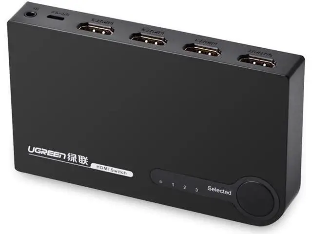 Alt view image 4 of 7 - HDMI Splitter 3 Port Hub Box Auto Ultra HD 4K x 2K 3D 1080p HD Switch 3 In 1 Out Switcher With Remote Control Power Adapter
