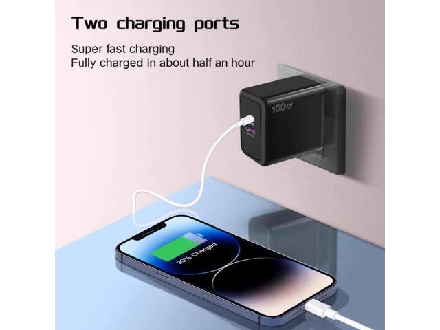 Alt view image 2 of 2 - 100W US standard charger USB67W Super Fast charge type-c interface Black