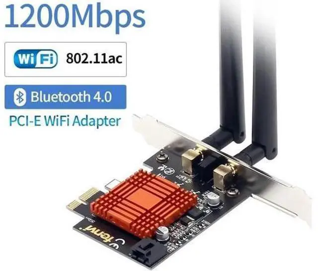 Alt view image 5 of 6 - Dual Band AC 1200Mbps Wireless Bluetooth WiFi Card WiFi PCIe Network Adapter 5GHz/2.4GHz PCI Express Network Wlan BT4.0