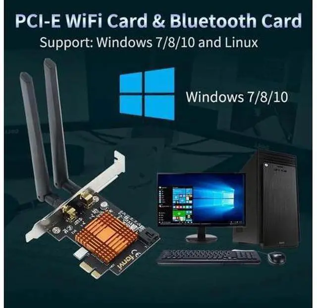 Alt view image 4 of 6 - Dual Band AC 1200Mbps Wireless Bluetooth WiFi Card WiFi PCIe Network Adapter 5GHz/2.4GHz PCI Express Network Wlan BT4.0