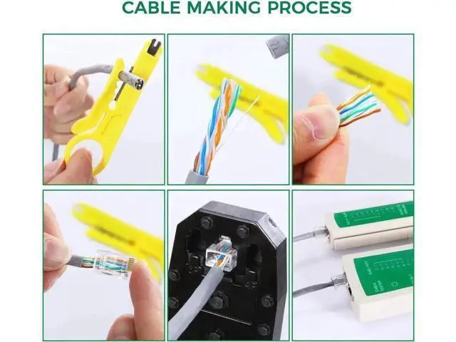 Alt view image 3 of 6 - Network Tool Kit for Cat5 Cat5e, 9-in-1 Portable Crimping Tool Kit, 8P8C 6P6C 4P4C Connectors, RJ11/RJ12/RJ45 Cat5 Cat5e Network/Phone Cable Tester with Punch Down Tool, Black
