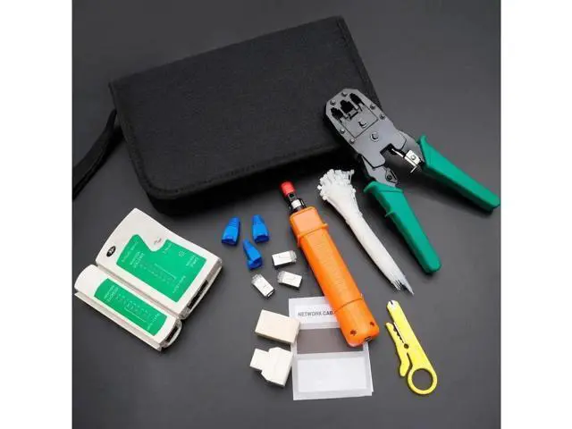 Alt view image 6 of 6 - Network Tool Kit for Cat5 Cat5e, 9-in-1 Portable Crimping Tool Kit, 8P8C 6P6C 4P4C Connectors, RJ11/RJ12/RJ45 Cat5 Cat5e Network/Phone Cable Tester with Punch Down Tool, Black