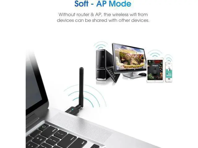 Alt view image 3 of 7 - USB WIFI Bluetooth Adapter 600M AC Dual Band 2.4G/5G USB Ethernet WiFi Dongle Receiver Wireless Network Card for PC Laptop