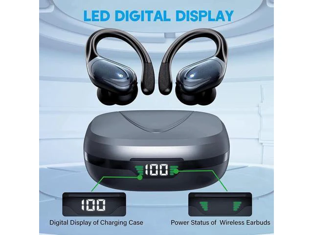 Alt view image 7 of 7 - Wireless Earbuds, in Ear Bluetooth Headphones with Built-in Mic, 75Hrs Playtime Sport Earphones with Digital Display & CVC 8.0, IPX7 Waterproof Over-Ear Headphones for Workout Running Outdoor