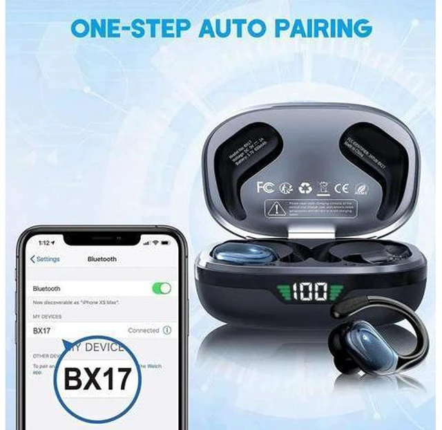 Alt view image 5 of 7 - Wireless Earbuds, in Ear Bluetooth Headphones with Built-in Mic, 75Hrs Playtime Sport Earphones with Digital Display & CVC 8.0, IPX7 Waterproof Over-Ear Headphones for Workout Running Outdoor