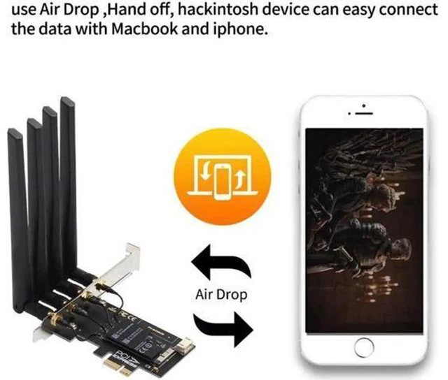 Alt view image 6 of 14 - Dual Band BCM94360CD 1750Mbps 802.11ac WiFi Bluetooth 4.0 PCIE Wireless Adapter MacOS Hackintosh Dekstop PC