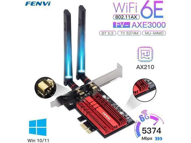 Alt view image 2 of 2 - AXE3000 Wi-Fi 6E AX210 Bluetooth 5.3 Wireless 5374Mbps 2.4G/5GHz/6G WiFi 802.11AX/AC PCIExpress Network Card Adapter PC White
