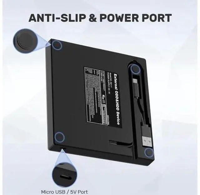 Alt view image 6 of 7 - External CD DVD Drive, USB C USB 3.0 Portable CD/DVD +/-RW Drive/DVD Player with SD Card Reader USB 3.0 USB C Hub CD ROM Burner Compatible with Laptop Desktop PC Windows Linux MacOS (Black)