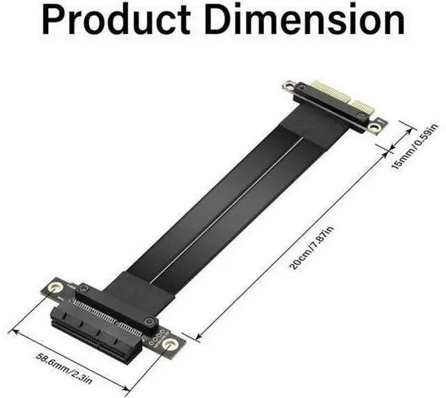 Alt view image 4 of 7 - Aomoproing PCIe 3.0 X4 Extension Cable PCI-E 4X Male to Female Riser Cable 20CM (180 Degree)