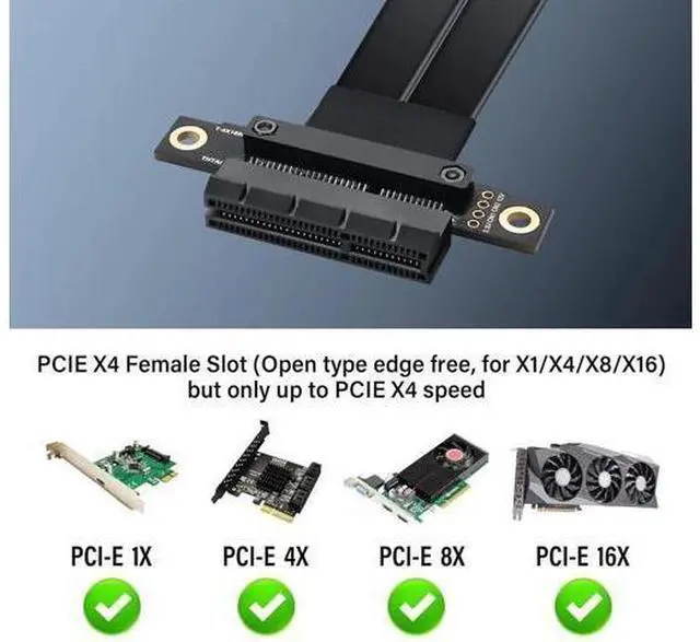 Alt view image 3 of 7 - Aomoproing PCIe 3.0 X4 Extension Cable PCI-E 4X Male to Female Riser Cable 20CM (180 Degree)
