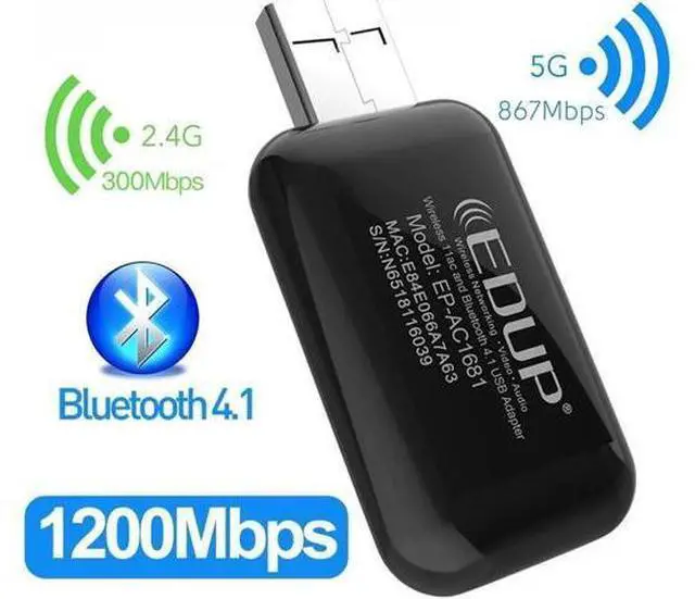 Main image of 1300Mbps USB WIFI Bluetooth Adapter Transmitter Portable Dual band External USB Wireless Network Card 802.11ac for Laptop