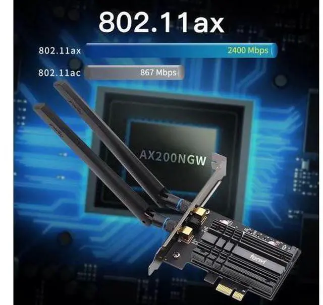 Alt view image 2 of 14 - Dual band 3000Mbps Wifi 6 Intel AX200 PCIe Wireless Wifi Adapter 2.4G/5Ghz 802.11ac/ax Bluetooth 5.0 AX200NGW Wi-fi Card For PC