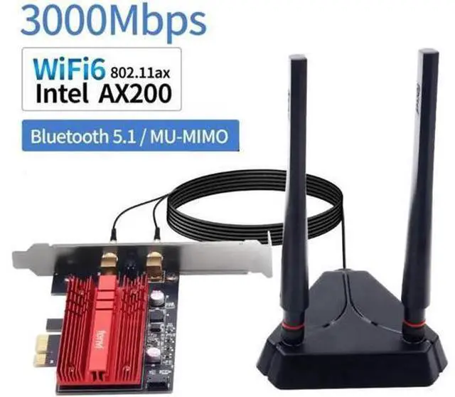Main image of 3000Mbps Wifi 6 Intel AX200 PCIe Wireless Wifi Network Adapter Wi-Fi Card 2.4G/5Ghz 802.11ac/ax Bluetooth 5.1 For PC Desktop