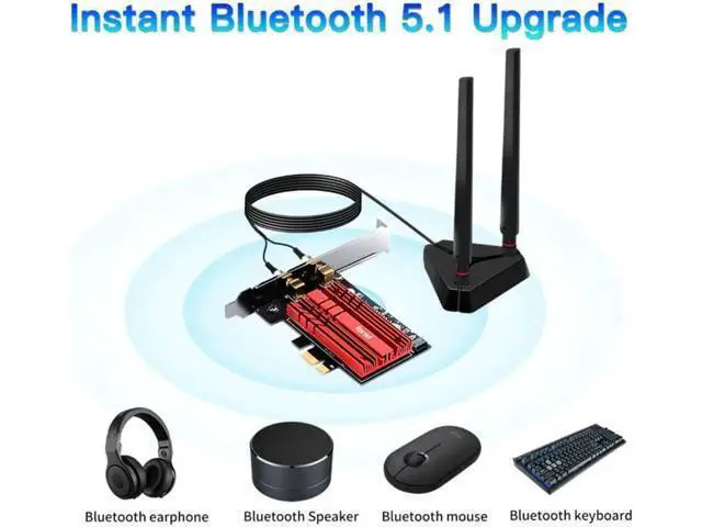 Alt view image 2 of 6 - 3000Mbps Wifi 6 Intel AX200 PCIe Wireless Wifi Network Adapter Wi-Fi Card 2.4G/5Ghz 802.11ac/ax Bluetooth 5.1 For PC Desktop