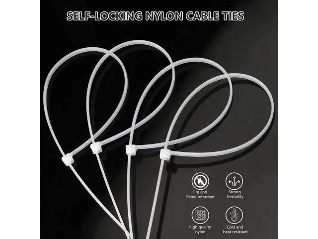 Alt view image 6 of 7 - Aomoproing 250pcs Zip Ties Plastic Cable Zip Ties Self-Locking Nylon Wire Ties Heavy Duty Ultra Strong Zip Straps (10 Inch, White)