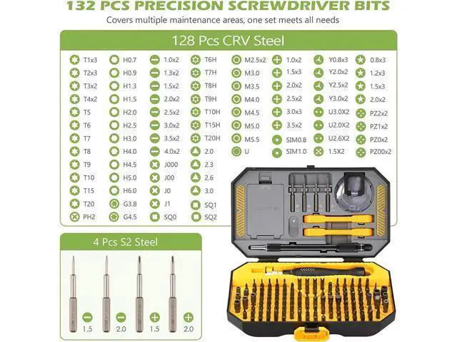 Alt view image 3 of 7 - PC Repair Tools Screwdriver Set, 145 in 1 Precision Screwdriver Set with 132 Screwdriver Bits, Magnetic Repair Tool Kit with Portable Case for Smartphones, MacBooks, Laptops, Watches