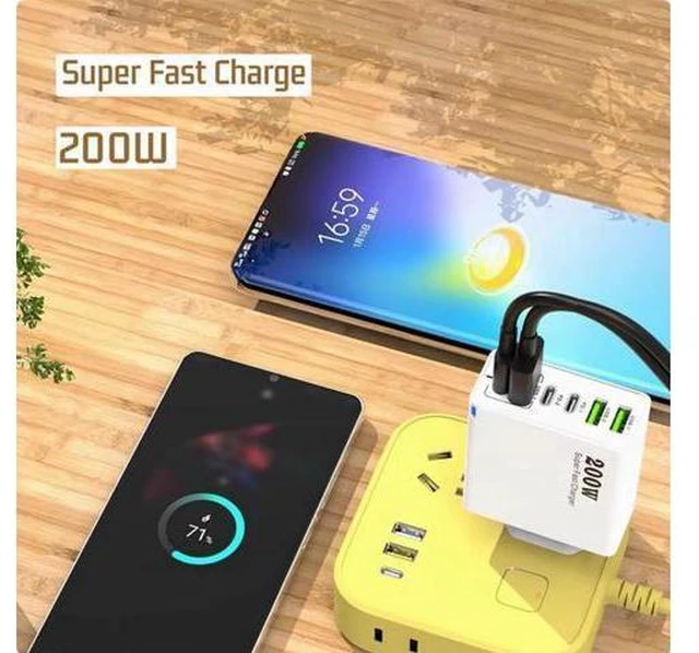 Alt view image 2 of 4 - 200W charger 3USB Multi-interface type-c mobile phone 120W charger Super Quick charge 65W