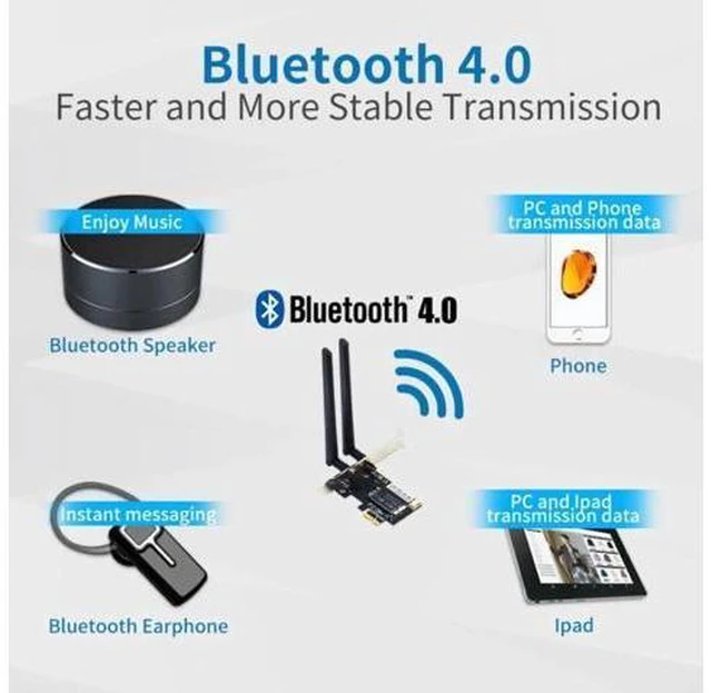 Alt view image 4 of 14 - Dual Band BCM94360CS2 1200Mbps 802.11ac WiFi Bluetooth 4.0 AC1200 PCIE Wireless Adapter MacOS Hackintosh Dekstop PC