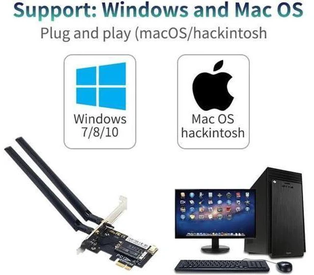 Alt view image 6 of 14 - Dual Band BCM94360CS2 1200Mbps 802.11ac WiFi Bluetooth 4.0 AC1200 PCIE Wireless Adapter MacOS Hackintosh Dekstop PC