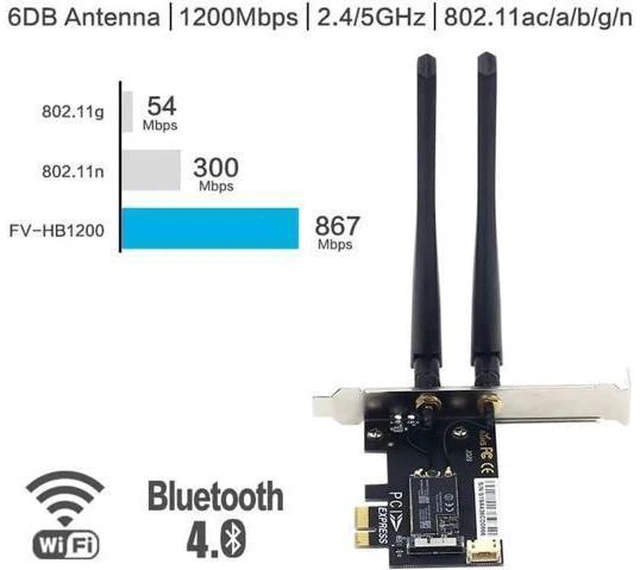 Alt view image 7 of 14 - Dual Band BCM94360CS2 1200Mbps 802.11ac WiFi Bluetooth 4.0 AC1200 PCIE Wireless Adapter MacOS Hackintosh Dekstop PC