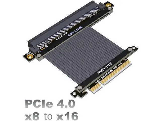 Alt view image 3 of 4 - PCIe 4.0 Riser Cable 4.0 X8 X16 PCI Express Riser Extender Riser Cable for Vertical Mount