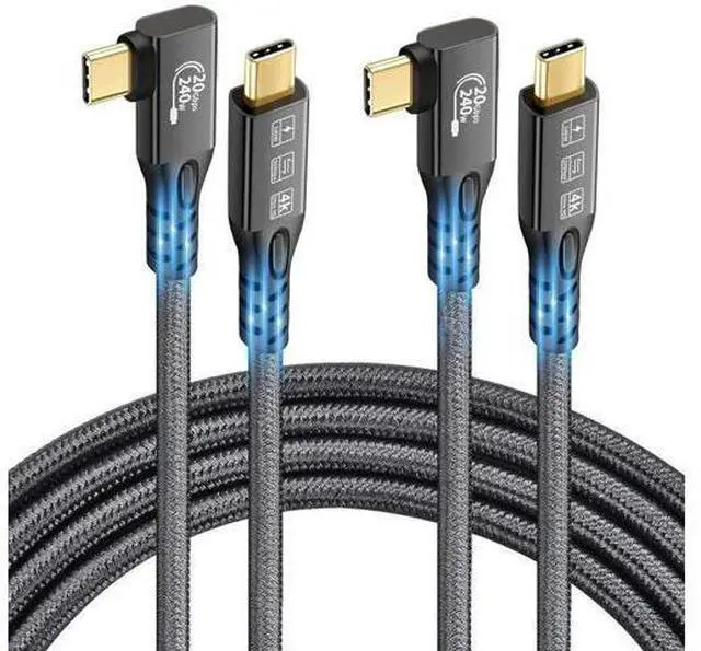 Main image of AomoproingUSB C 3.2 Gen2 20Gbps Cable, 2PCS 90Degree Type C 4K@60Hz UHD Video 5A/240W PD3.1 Fast Charge Cord with E-Marker Compatible with Thunderbolt 3/4 for 15Pro MacBook (2PCS 90Degree 20G 240W 1M)