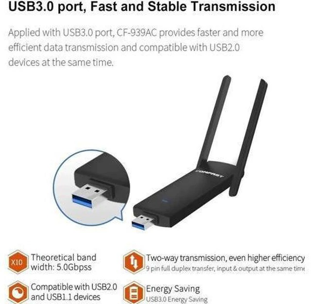Alt view image 2 of 7 - 1900Mbps Dual Band 2.4G 5GHz USB WiFi Adapter 2dbi Antenna Monitor Mode 802.11ac Wireless Network Card For Windows Kali Linux