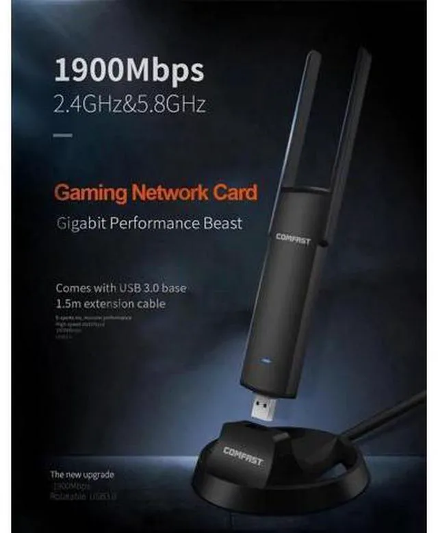 Alt view image 4 of 7 - 1900Mbps Dual Band 2.4G 5GHz USB WiFi Adapter 2dbi Antenna Monitor Mode 802.11ac Wireless Network Card For Windows Kali Linux