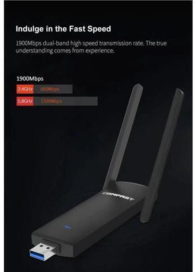 Alt view image 7 of 7 - 1900Mbps Dual Band 2.4G 5GHz USB WiFi Adapter 2dbi Antenna Monitor Mode 802.11ac Wireless Network Card For Windows Kali Linux