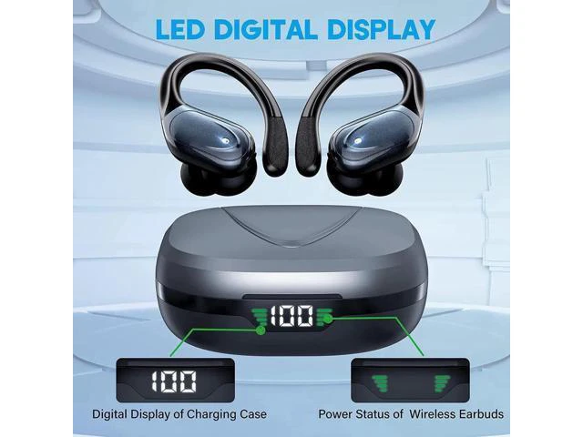 Alt view image 3 of 7 - Ture Wireless Earbuds, in Ear Bluetooth Headphones with Built-in Mic, 75Hrs Playtime Sport Earphones with Digital Display & CVC 8.0, IPX7 Waterproof Over-Ear Headphones for Workout Running Outdoor