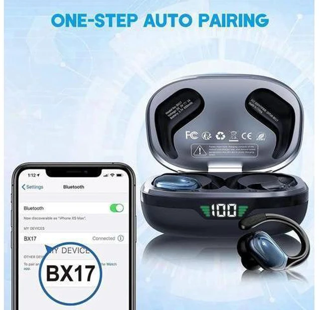 Alt view image 5 of 7 - Ture Wireless Earbuds, in Ear Bluetooth Headphones with Built-in Mic, 75Hrs Playtime Sport Earphones with Digital Display & CVC 8.0, IPX7 Waterproof Over-Ear Headphones for Workout Running Outdoor