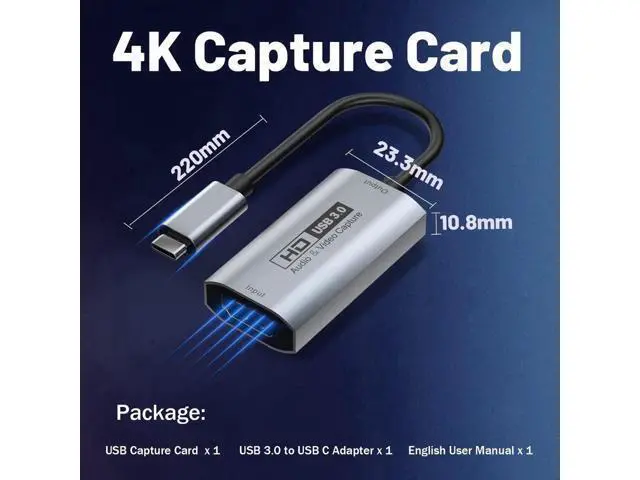 Alt view image 4 of 7 - Video Capture Card, USB3.0 HDMI to USB-C Capture Device, Stream & Record at 2K@30FPS 1080P@60FPS, Compatible with iPad Mac OS Windows, Quest 3, OBS, Zoom, PS5/4, Switch, Xbox (Gray)