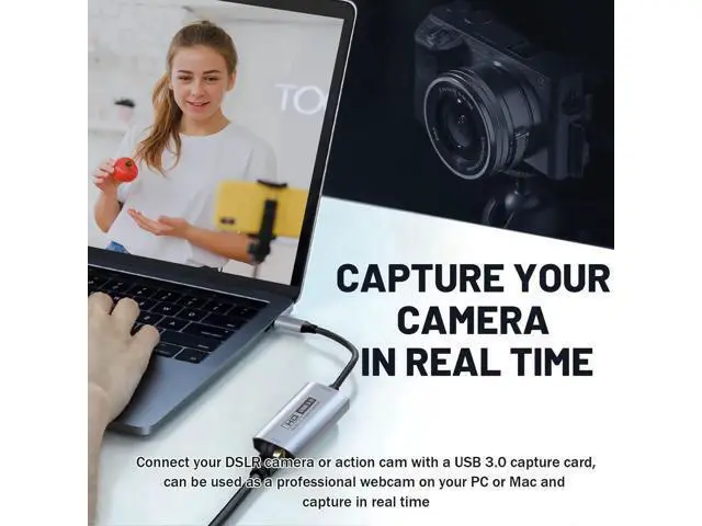 Alt view image 7 of 7 - Video Capture Card, USB3.0 HDMI to USB-C Capture Device, Stream & Record at 2K@30FPS 1080P@60FPS, Compatible with iPad Mac OS Windows, Quest 3, OBS, Zoom, PS5/4, Switch, Xbox (Gray)