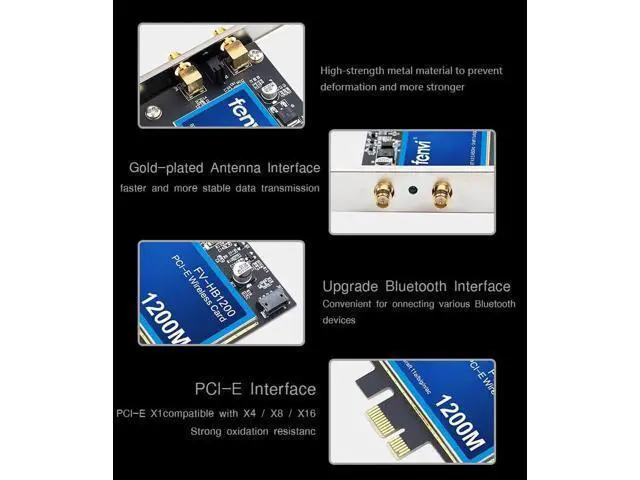 Alt view image 7 of 7 - Desktop Dual Band 802.11ac BCM94360CS2 Wireless-AC WiFi Bluetooth 4.0 PCI-E Adapter For