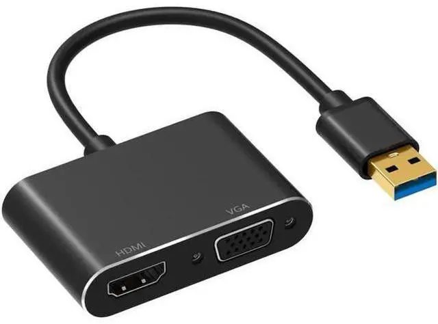 Alt view image 5 of 7 - USB 3.0 to HDMI VGA Adapter Gold-Plated Dual Output USB to VGA HDMI HD 1080P Converter Cable for Windows 7 / 8 / 10 Computers Black