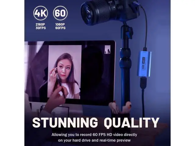 Alt view image 3 of 7 - Video Capture Card, USB3.0 HDMI to USB-C Capture Device, Stream & Record at 2K@30FPS 1080P@60FPS, Compatible with iPad Mac OS Windows, Quest 3, OBS, Zoom, PS5/4, Switch, Xbox (Blue)