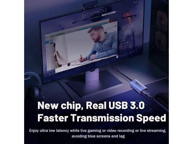 Alt view image 4 of 7 - Video Capture Card, USB3.0 HDMI to USB-C Capture Device, Stream & Record at 2K@30FPS 1080P@60FPS, Compatible with iPad Mac OS Windows, Quest 3, OBS, Zoom, PS5/4, Switch, Xbox (Blue)