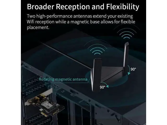 Alt view image 5 of 7 - Dual Band 3000Mbps Wifi 6 PCIe Wireless Adapter Intel AX200 Bluetooth 5.0 Card 2.4G/5Ghz 802.11ac/ax For Desktop PC Network