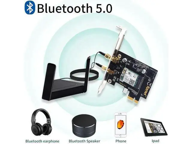 Alt view image 6 of 7 - Dual Band 3000Mbps Wifi 6 PCIe Wireless Adapter Intel AX200 Bluetooth 5.0 Card 2.4G/5Ghz 802.11ac/ax For Desktop PC Network