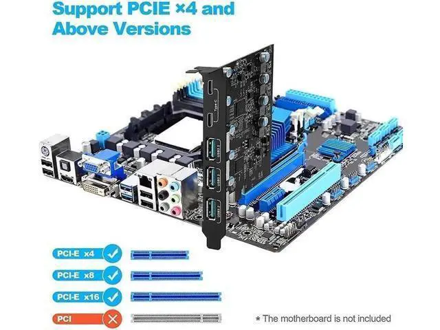 Alt view image 4 of 7 - 10gbps USB 3.2 Gen2 PCIE4x Card Hub USB PCI Express Board 3*USB A Port+2*Type-C Port/USB3.2 GEN2 PCI-E Expansion Card Adapter